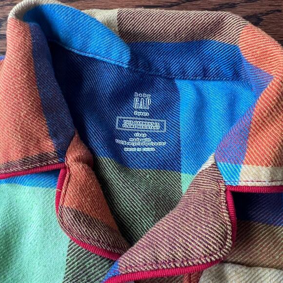 Baby Gap Unisex Multicolor Plaid Flannel Long Sleeve Pajama Set - 2T - Picture 3 of 4